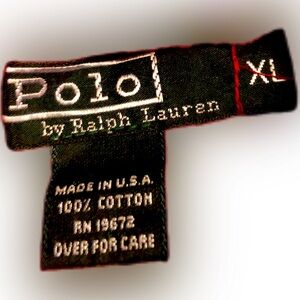 1990s Ralph Lauren Turtleneck in Red Cotton with Blue Polo Player Chest Logo